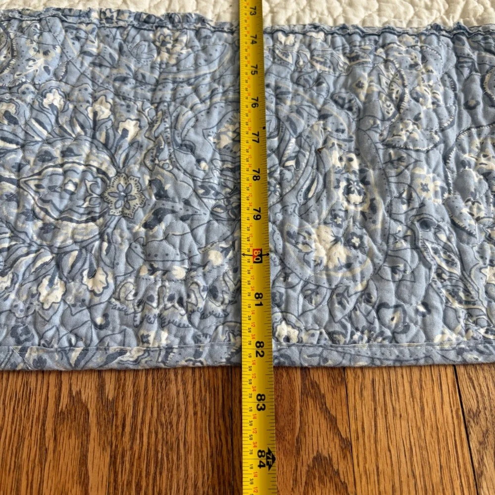 Vintage Patchwork Floral Paisley Rag Edge Quilt Blue Pink Yellow 82x60